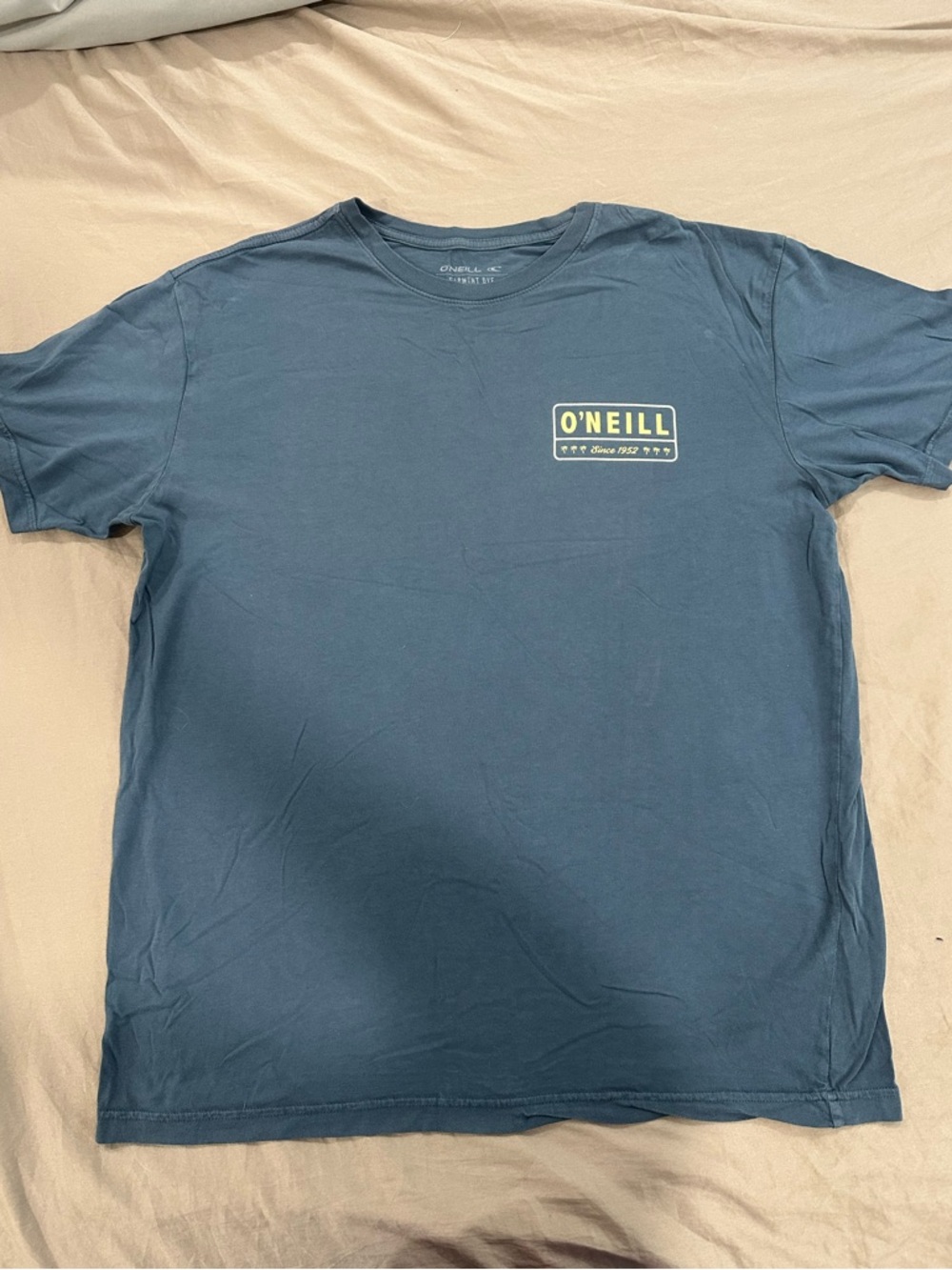O'Neill Men's Short Sleeve Logo Tee - Slate Blue with Yellow Accent